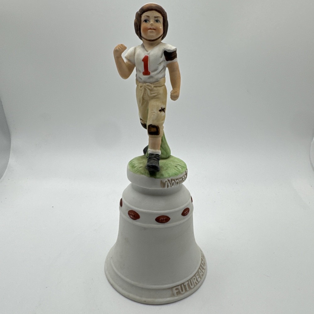 Norman Rockwell bell porcelain figurine river shore future all american football